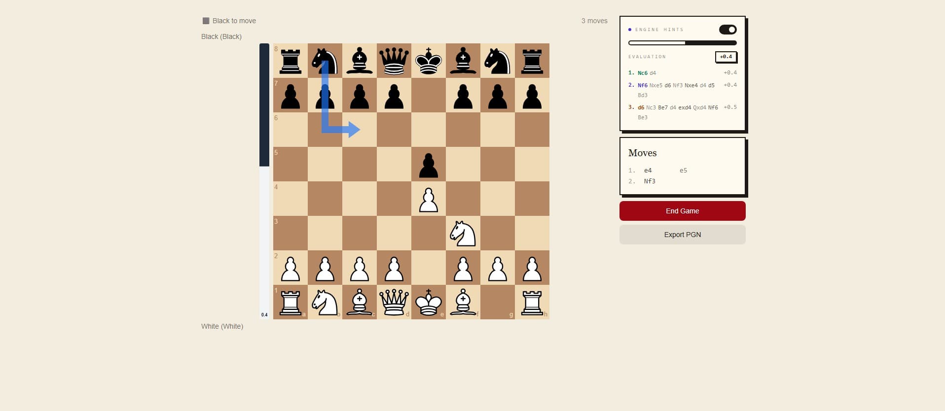 Move 4 — selecting the piece